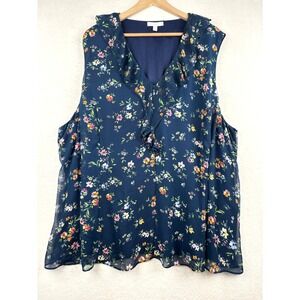 Marybelle Ruffle Blouse Womens 5X Floral V Neck Cottagecore Romantic